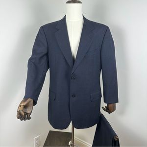 Vintage Valentino Uomo Navy Wool 2-Button 2-Piece Suit Sz 44R